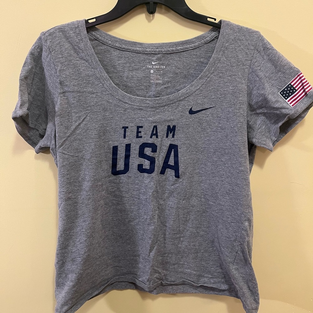 Nike Gray TEAM USA Scoop Neck Tee